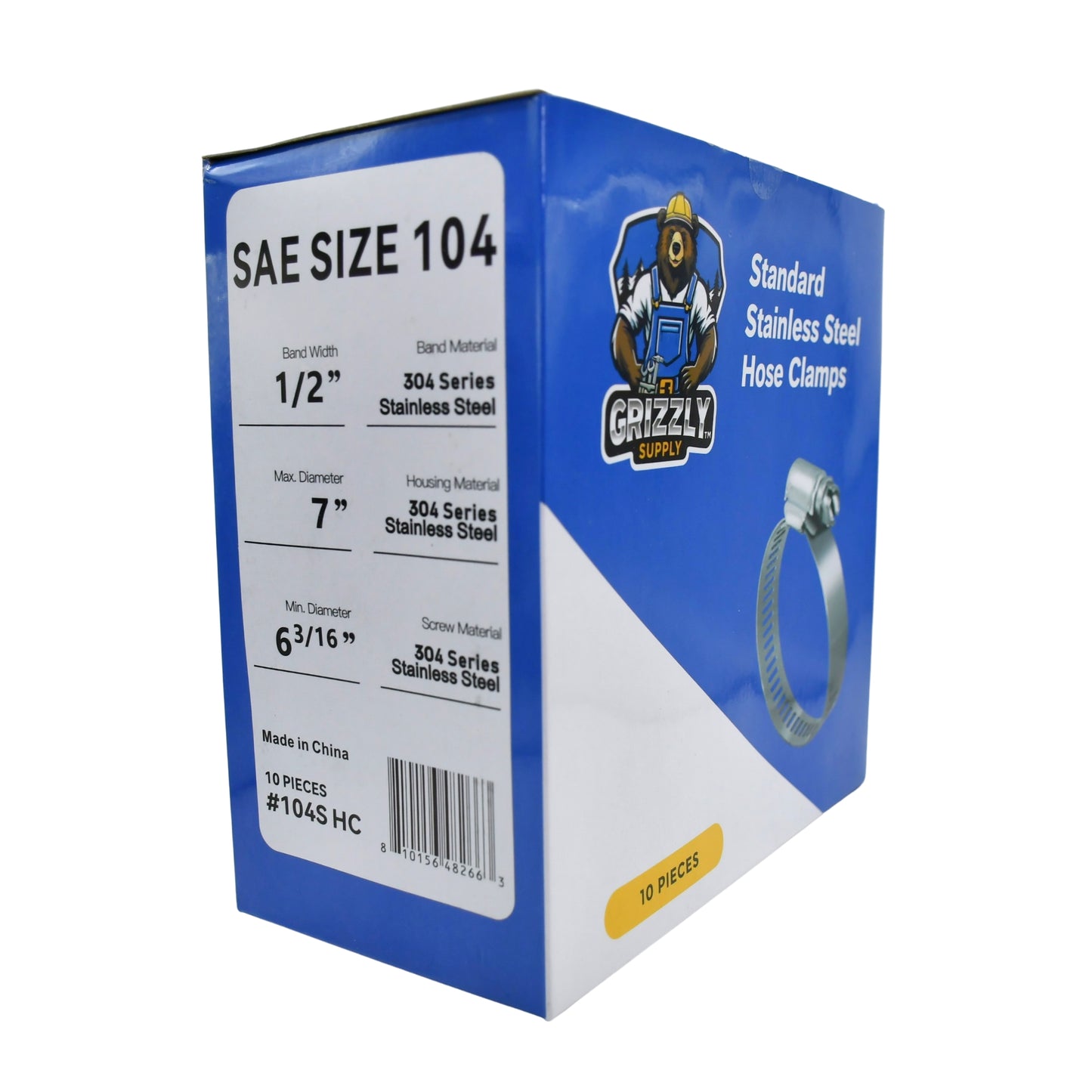 Standard Stainless Steel Hose Clamps 10/box