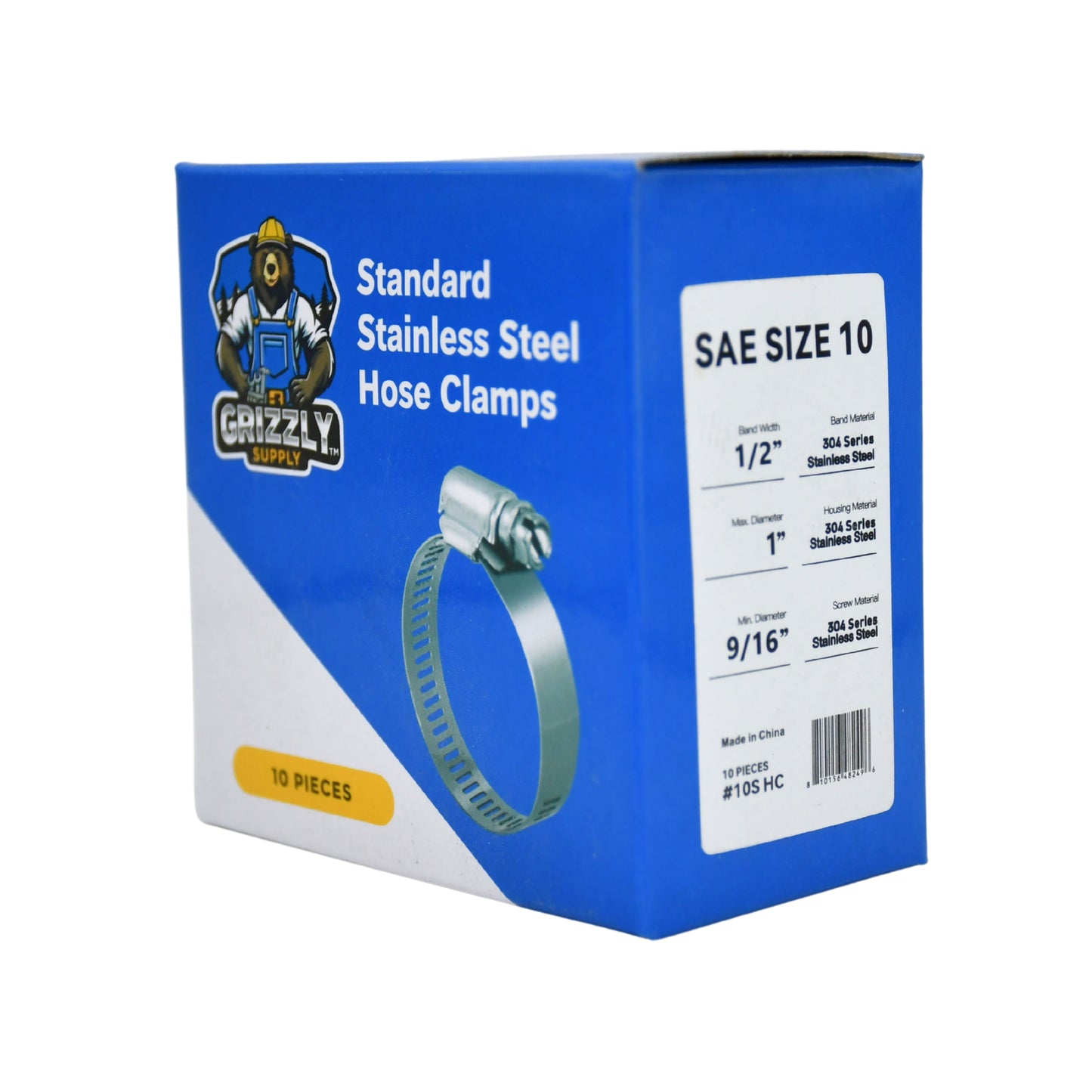 Standard Stainless Steel Hose Clamps 10/box