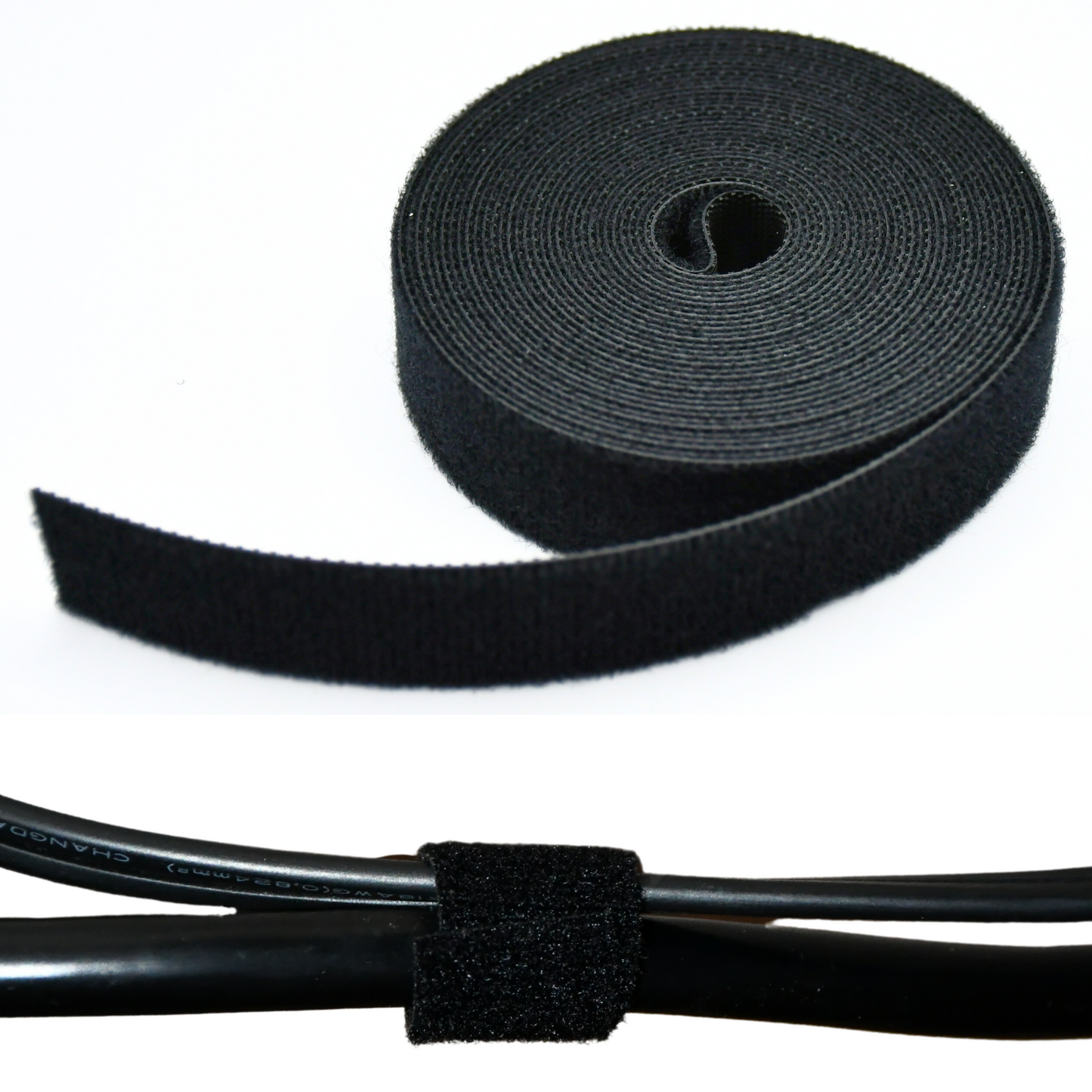 3/4" Black Hook and Loop Continuous Roll 15ft/roll