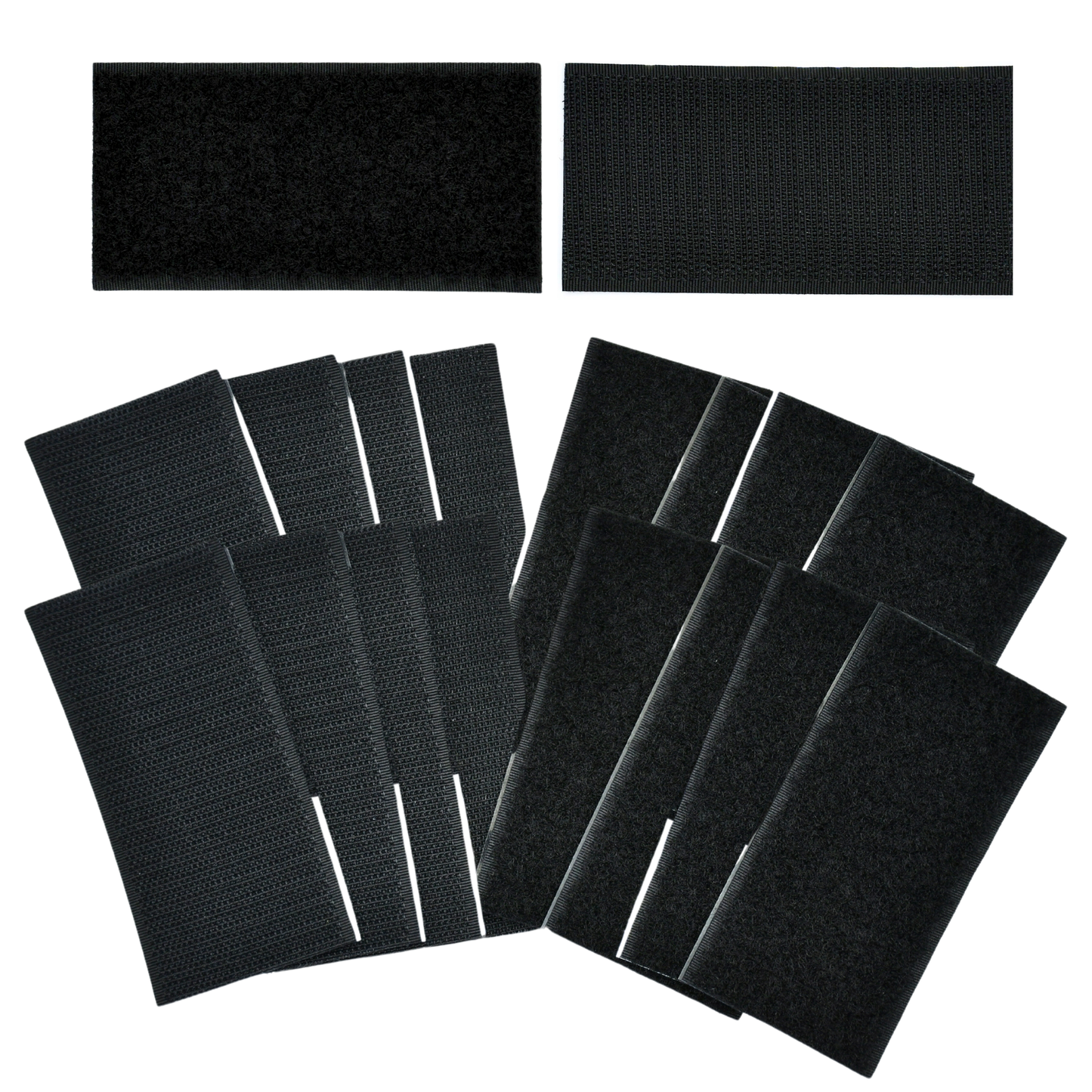 4"x2" Black Adhesive Hook and Loop Strip 4/pk