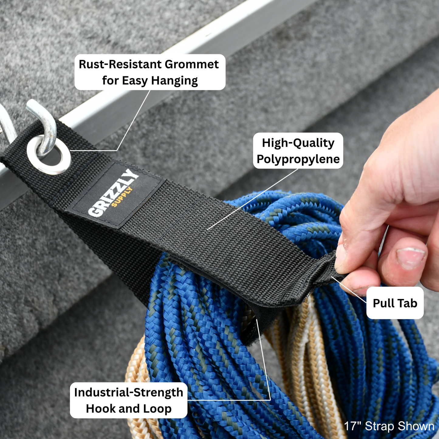 10" Black Hook and Loop Storage Strap 3/pk