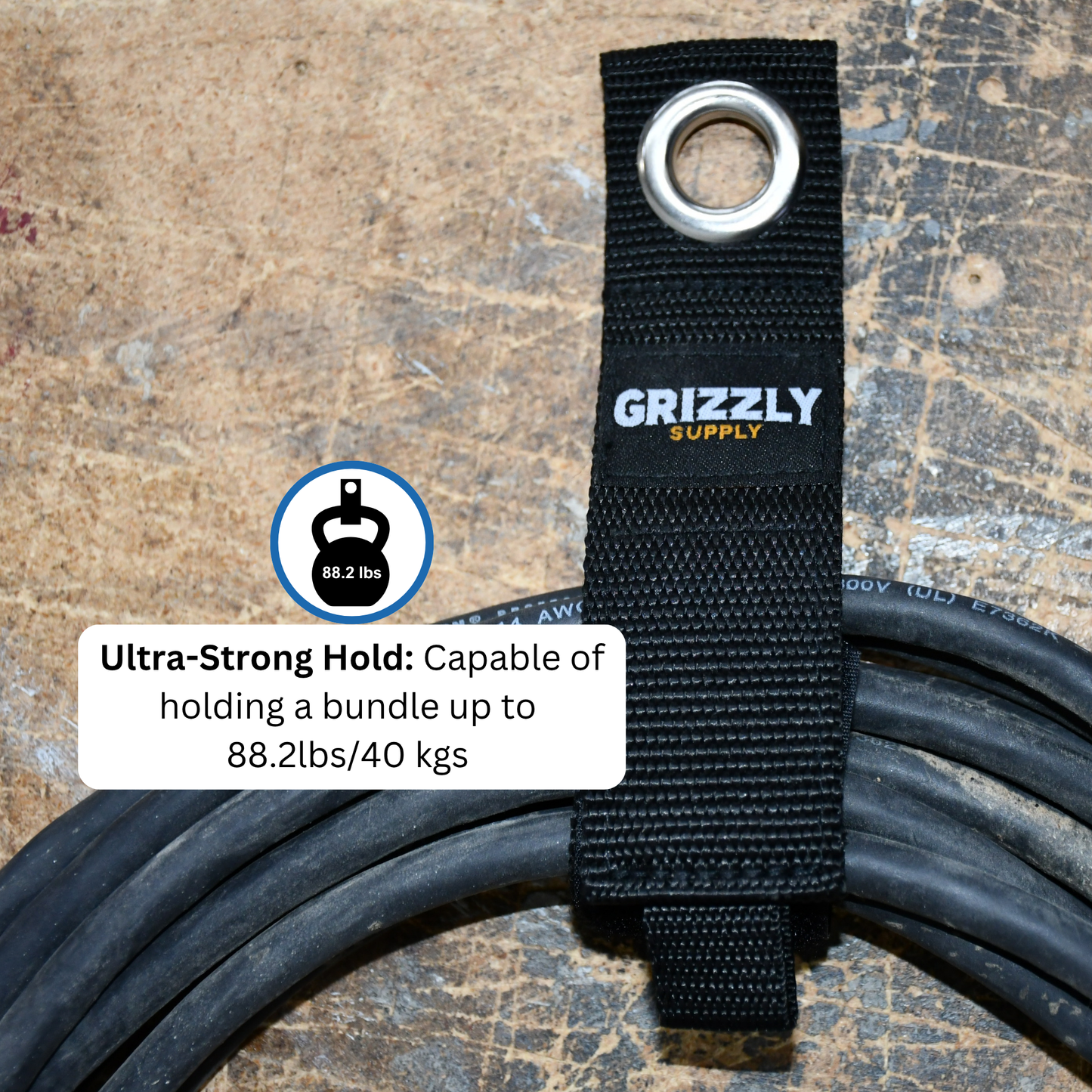 10" Black Hook and Loop Storage Strap 3/pk