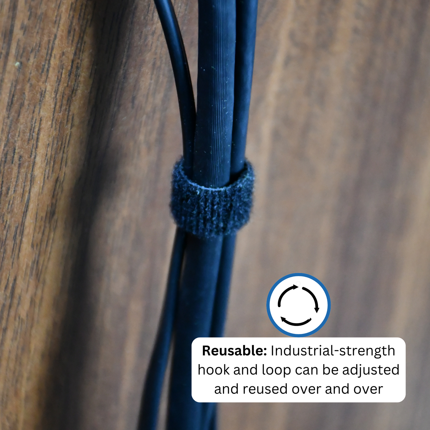 3/4" Black Hook and Loop Continuous Roll 15ft/roll