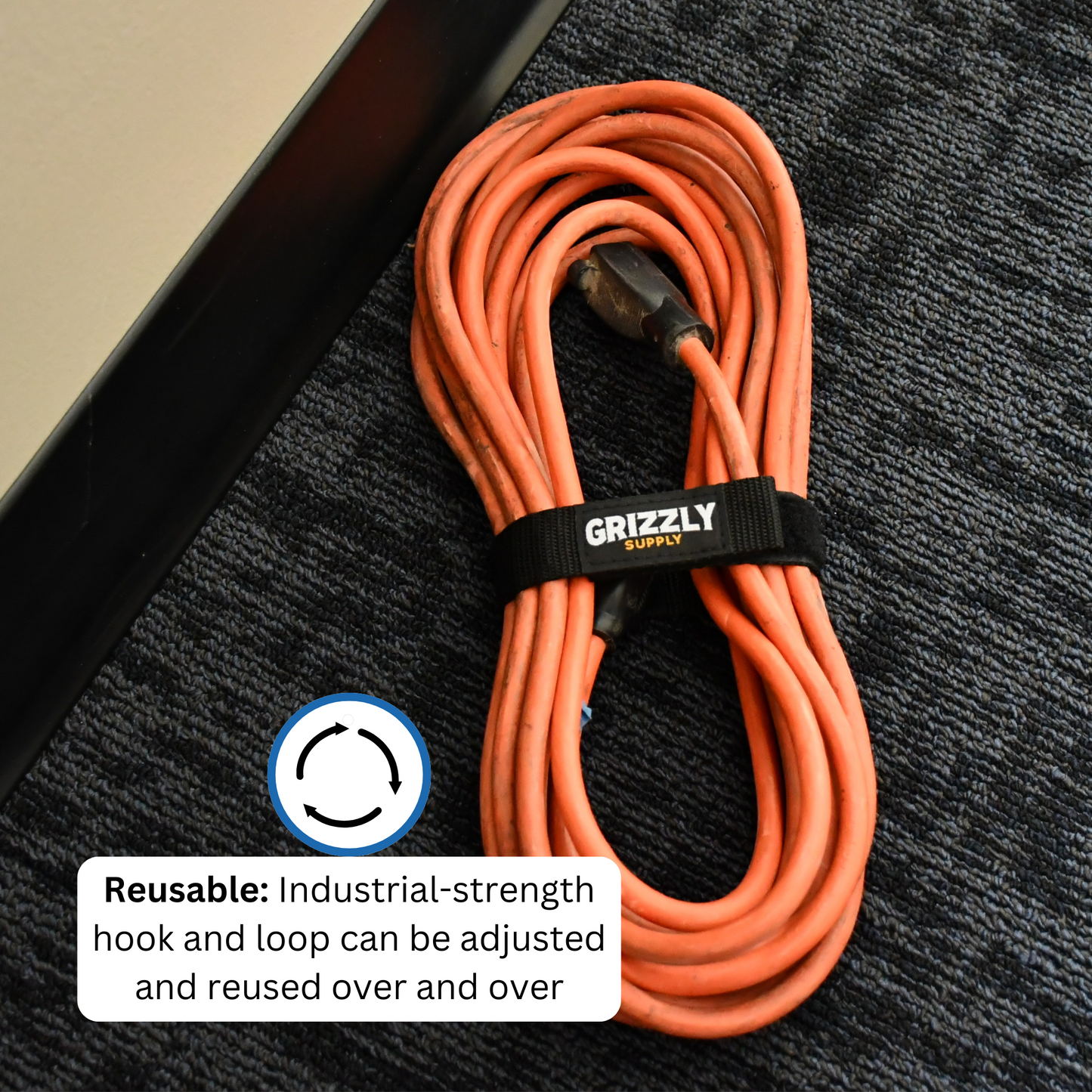 12" Black Hook and Loop Bundle Strap 3/pk