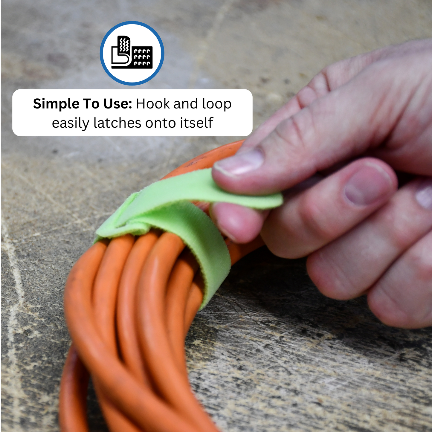 8" Colored Hook and Loop Cable Tie 10/pk