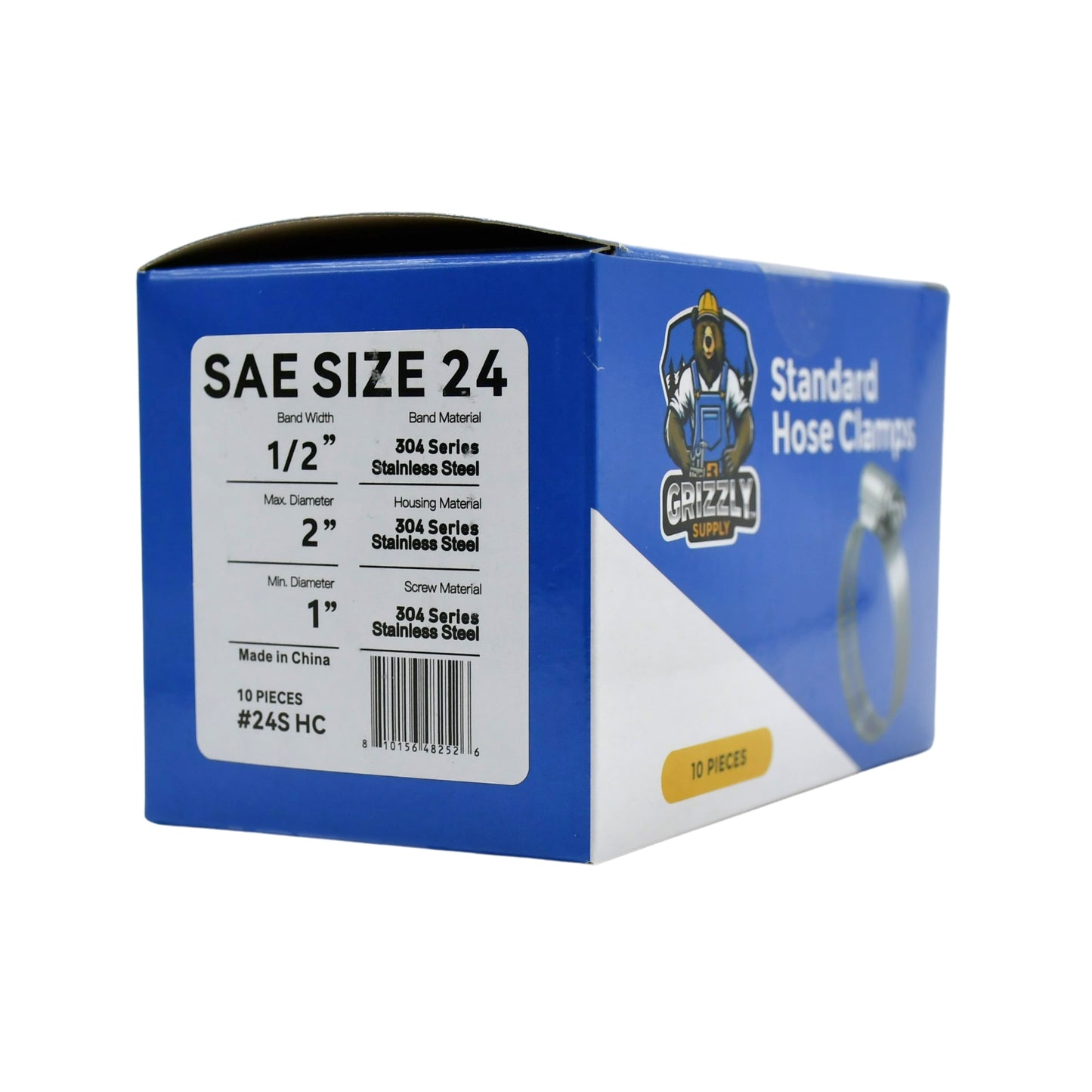 Standard Stainless Steel Hose Clamps 10/box