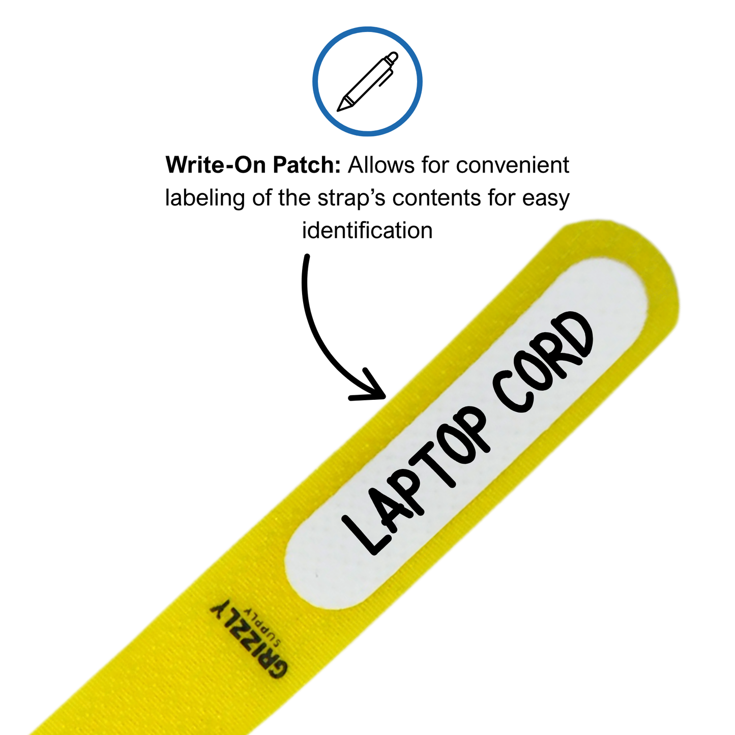 5" Blue (4pc), 8" Gray (3pc), 12'" Yellow (3pc) Hook and Loop Cinch Strap