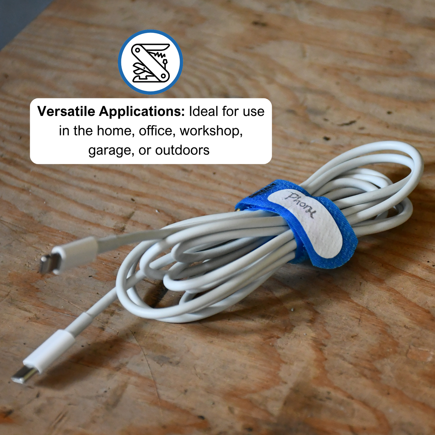 5" Blue (4pc), 8" Gray (3pc), 12'" Yellow (3pc) Hook and Loop Cinch Strap
