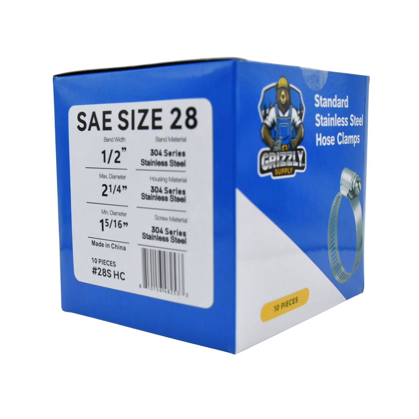 Standard Stainless Steel Hose Clamps 10/box