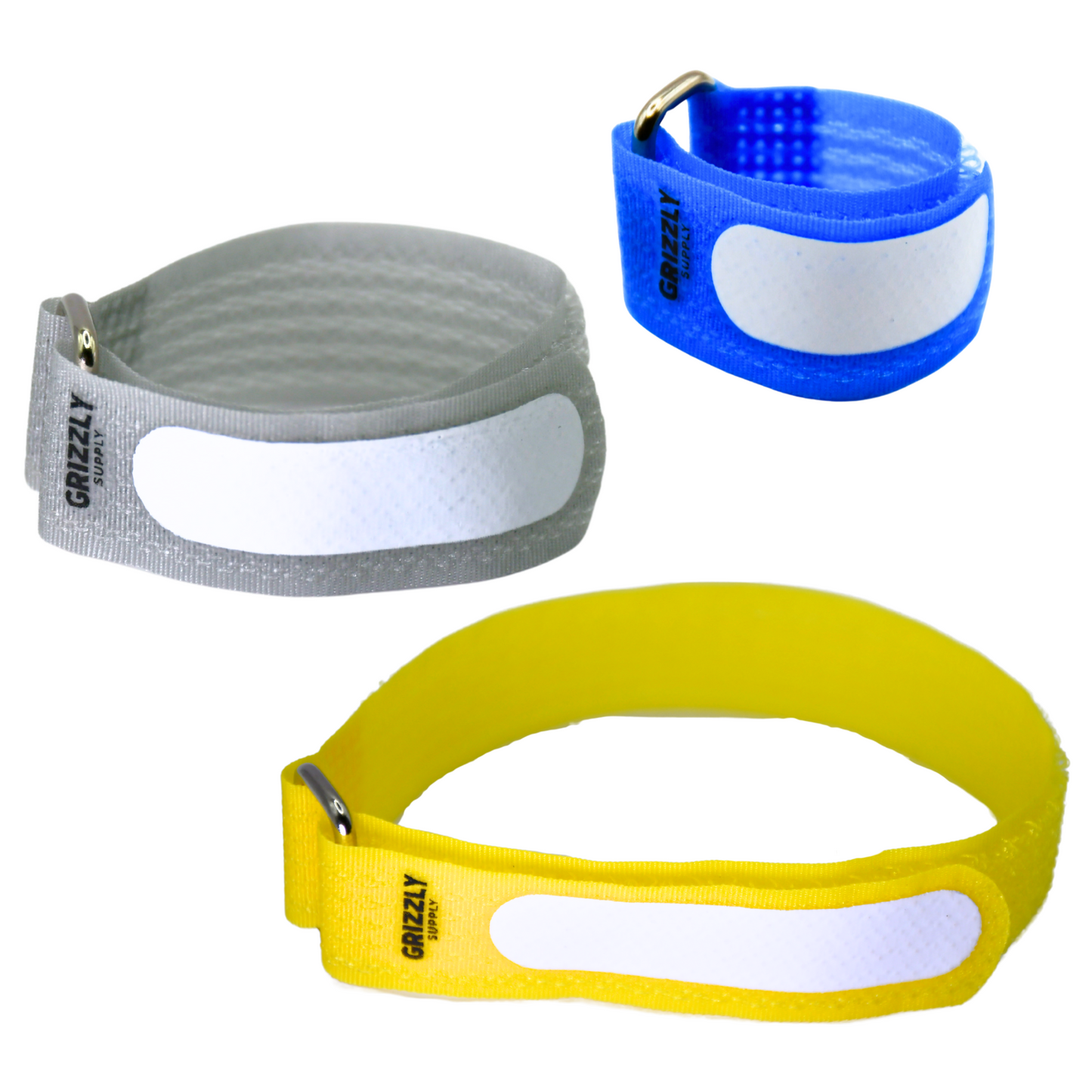 5" Blue (4pc), 8" Gray (3pc), 12'" Yellow (3pc) Hook and Loop Cinch Strap