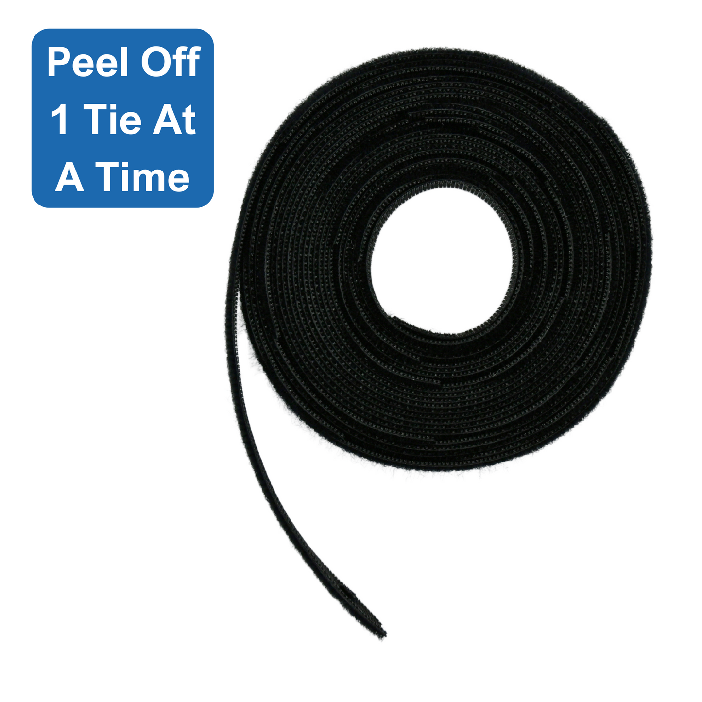 8" Black Back to Back Hook and Loop Cable Tie 25/roll