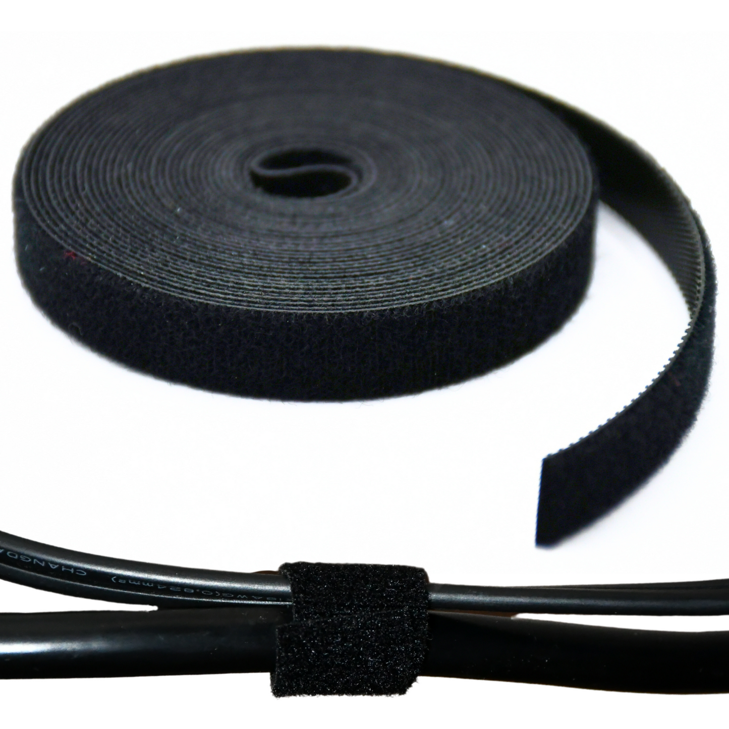 1/2" Black Hook and Loop Continuous Roll 15ft/roll