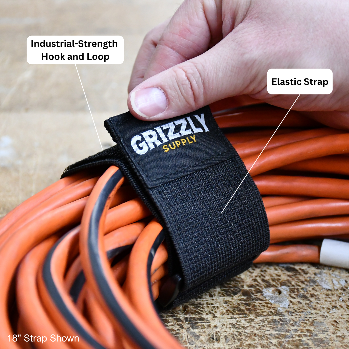 18" Black Stretch Strap 3/pk