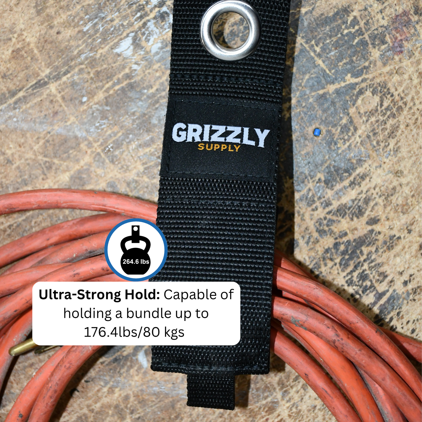 17" Black Hook and Loop Storage Strap 2/pk