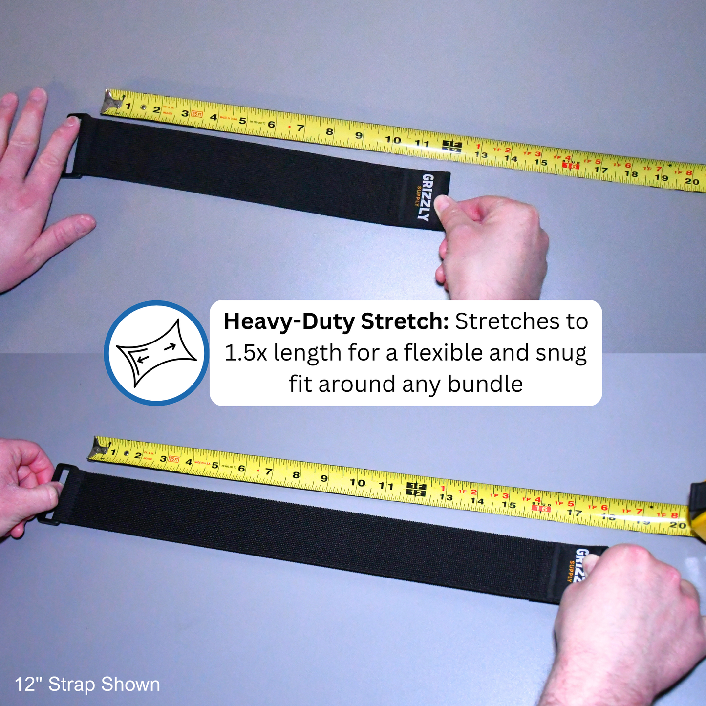 18" Black Stretch Strap 3/pk