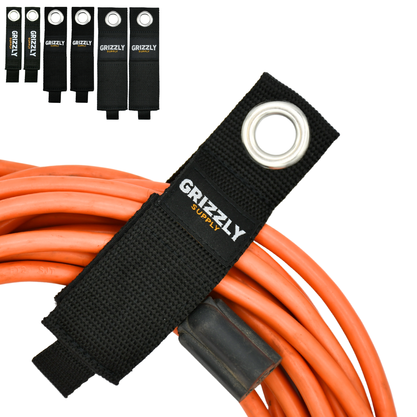 7", 10", 13" Black Hook and Loop Storage Strap 6/pk