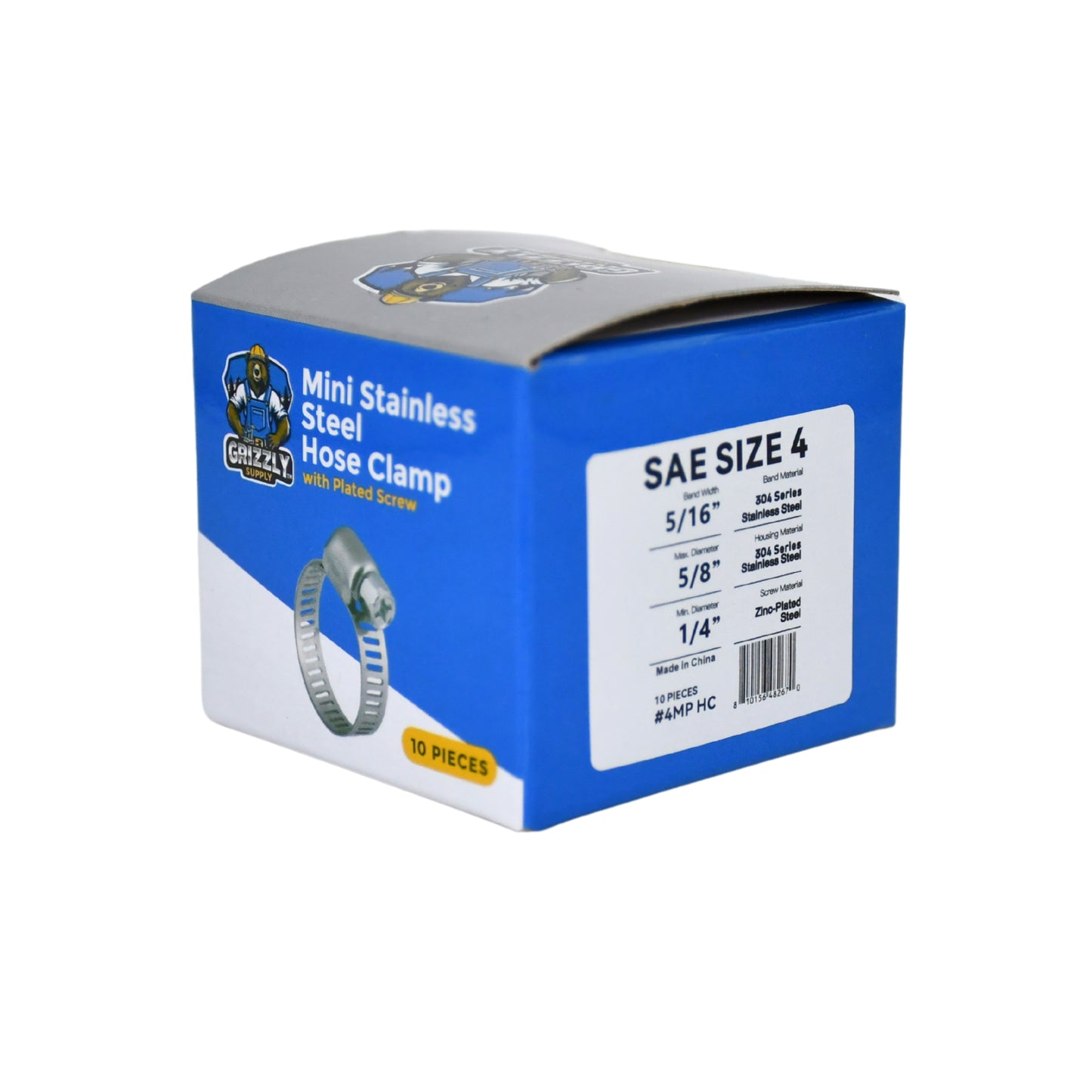 Mini Stainless Steel Hose Clamps with Zinc-Plated Screw 10/box