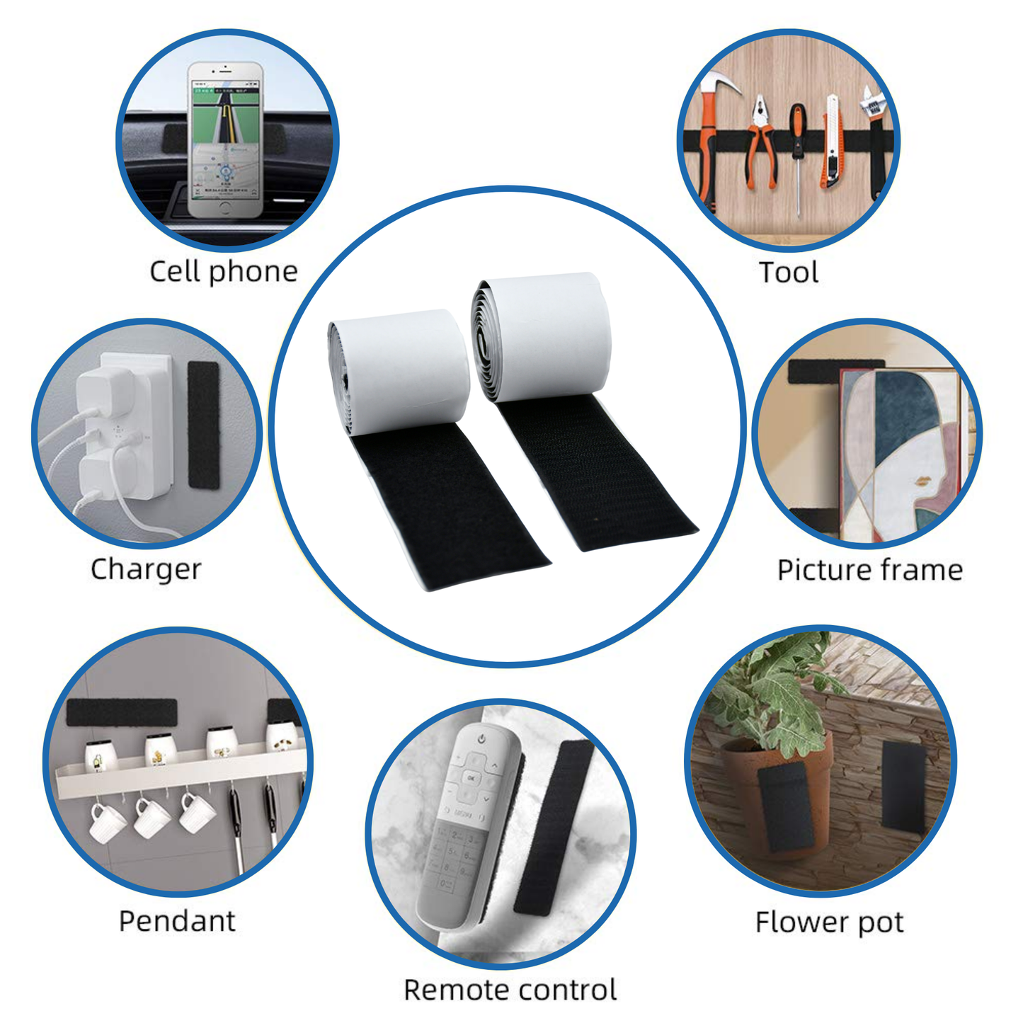4'x2" Black Adhesive Hook and Loop Roll 1/pk