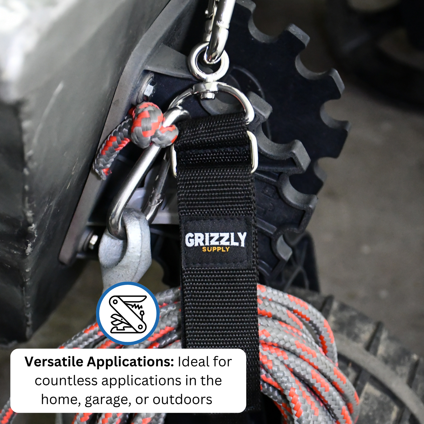 18" Black Hook and Loop Storage Strap with Carabiner 1/pk