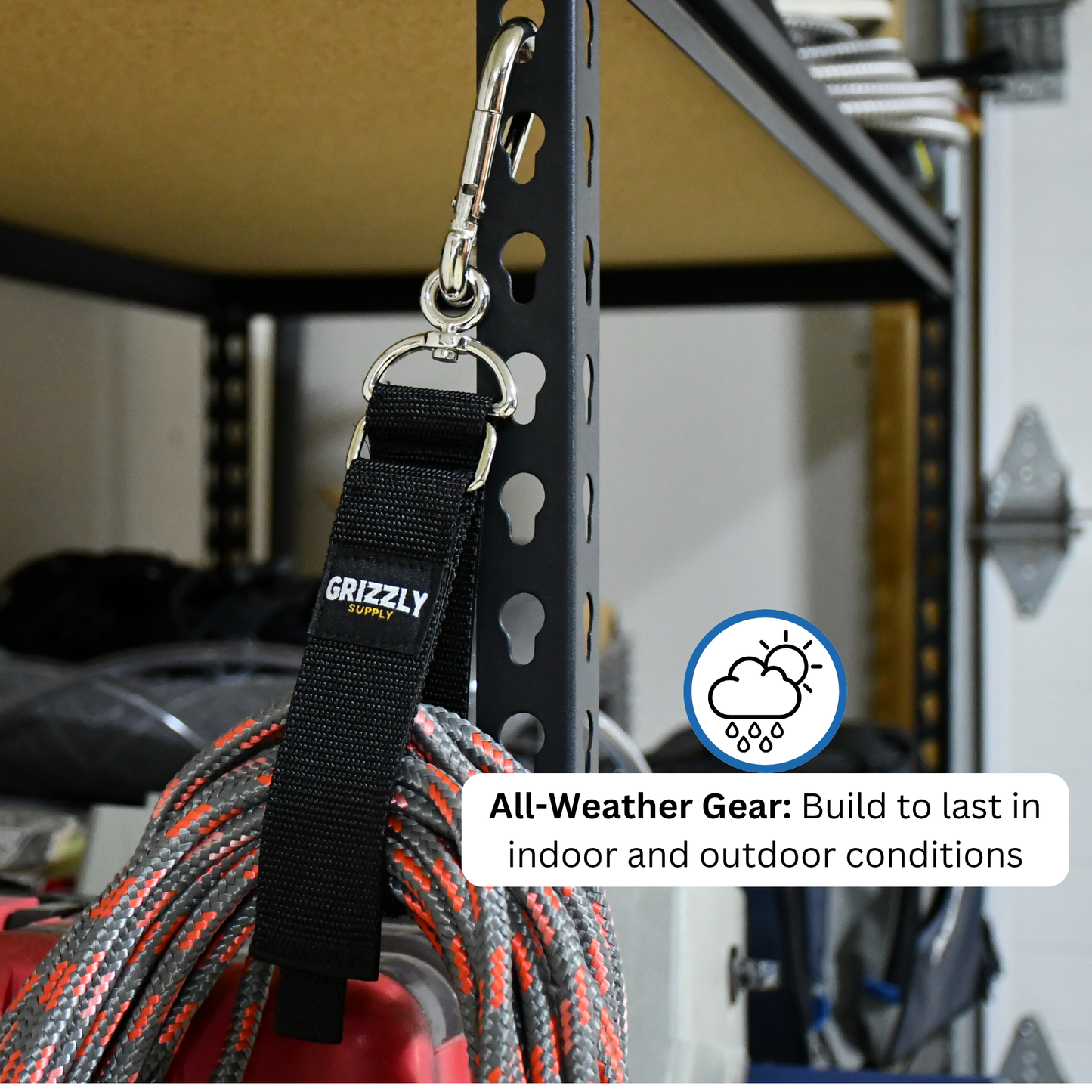 18" Black Hook and Loop Storage Strap with Carabiner 1/pk