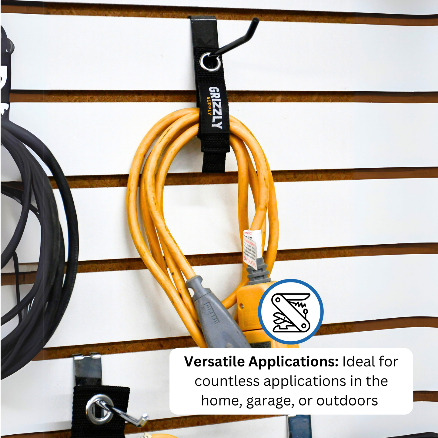 7" Black Hook and Loop Storage Strap 4/pk