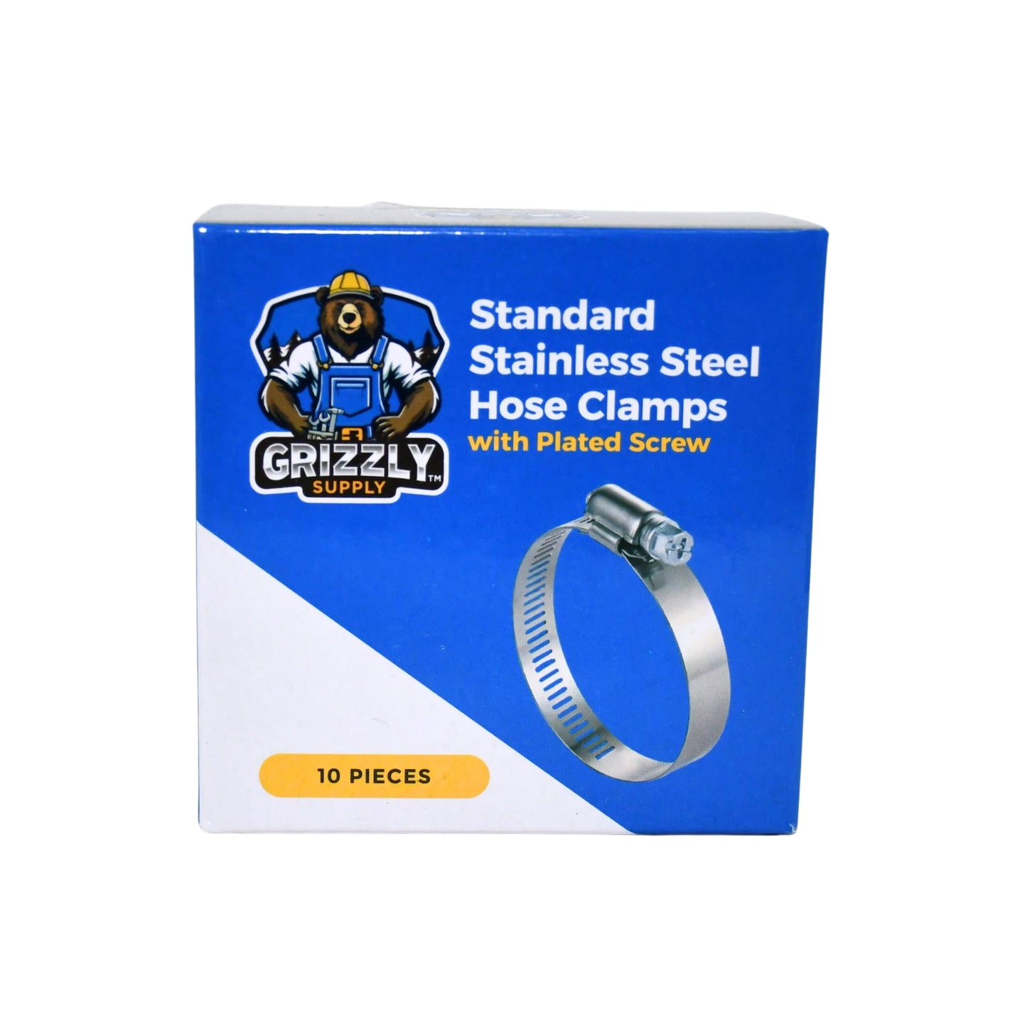 Standard Stainless Steel Hose Clamps with Zinc-Plated Screw 10/box