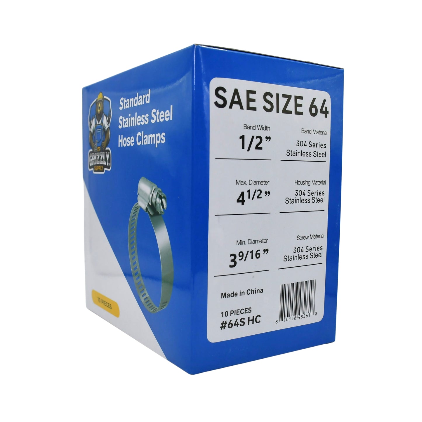 Standard Stainless Steel Hose Clamps 10/box