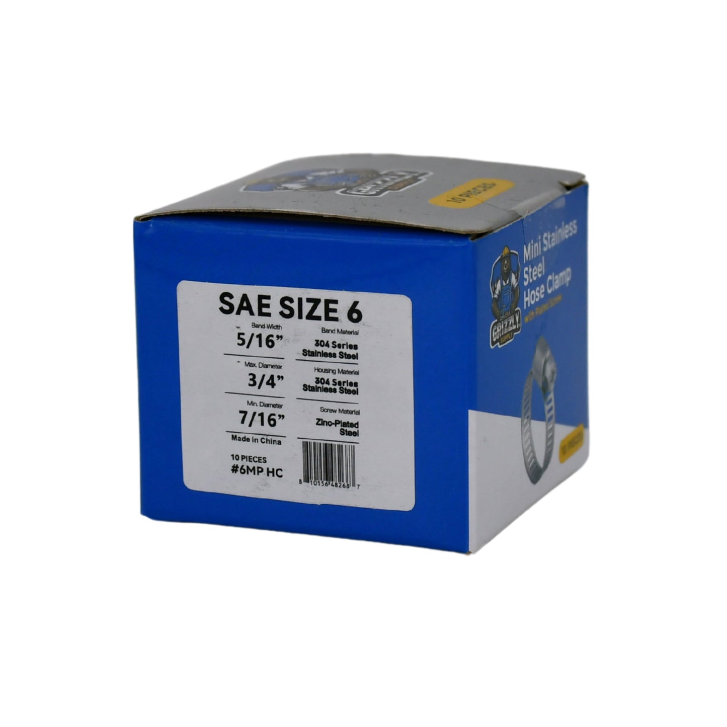 Mini Stainless Steel Hose Clamps with Zinc-Plated Screw 10/box