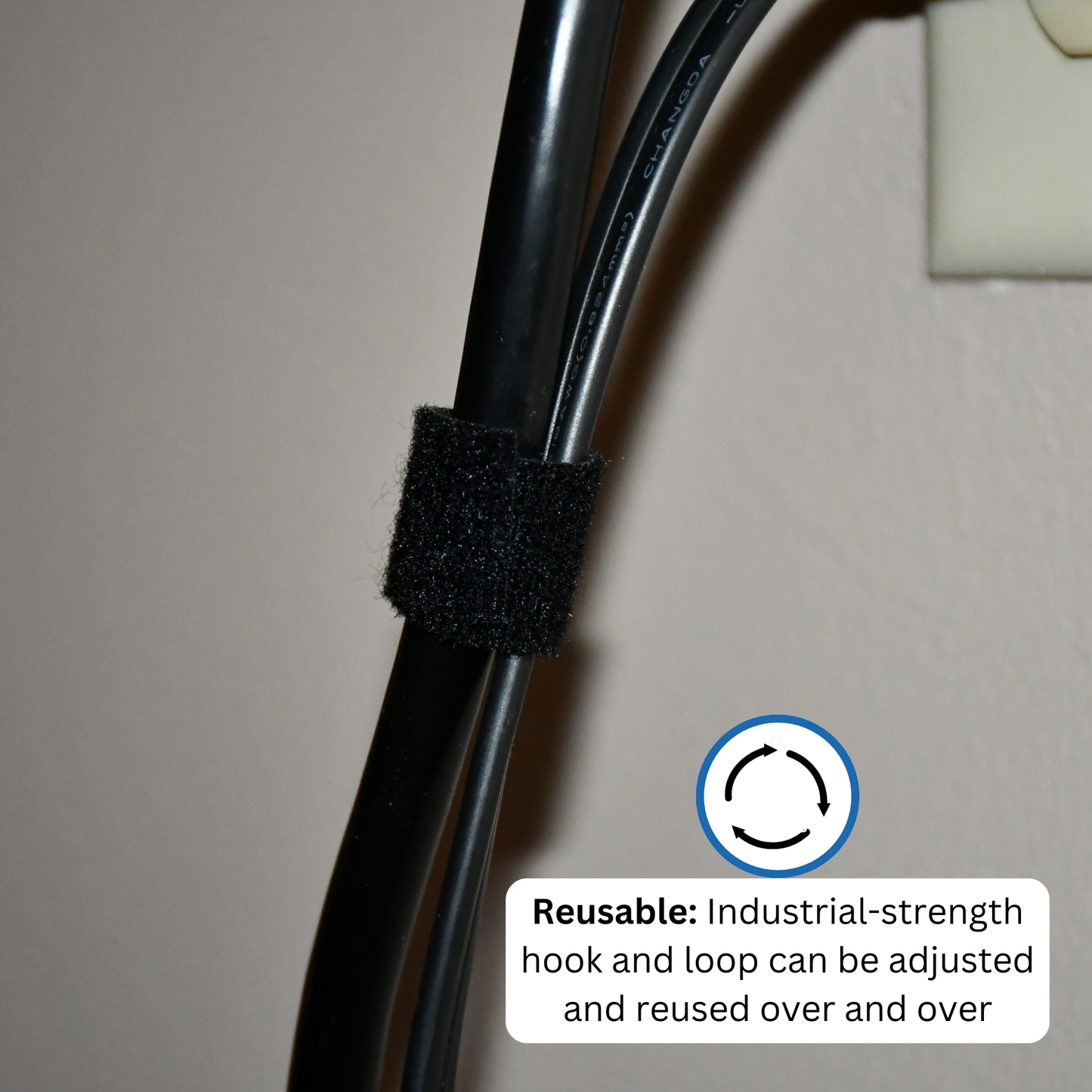 1/2" Black Hook and Loop Continuous Roll 15ft/roll