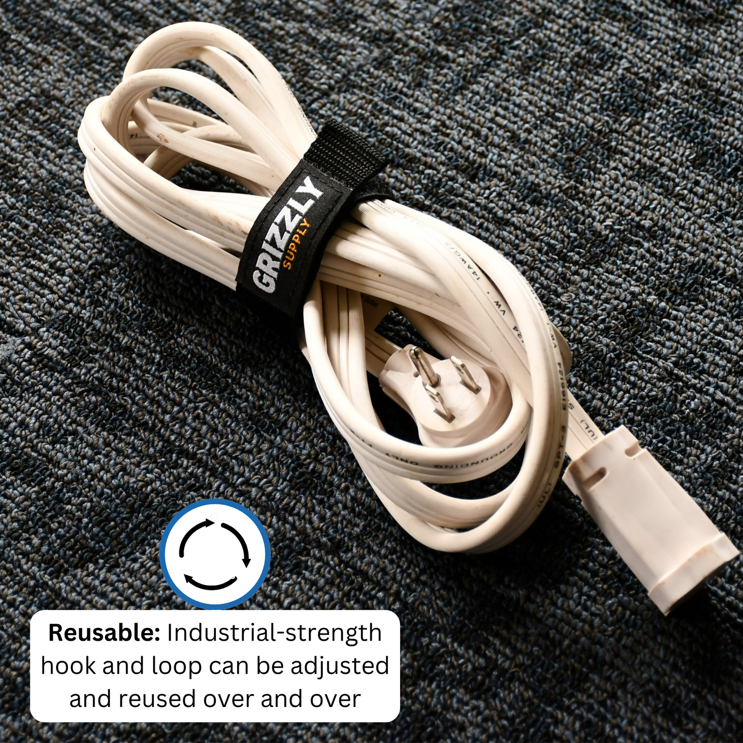 9" Black Hook and Loop Bundle Strap 4/pk