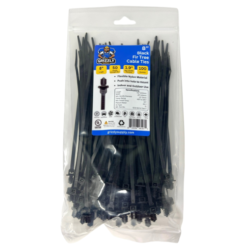 8" 50lb Black Fir Tree Cable Tie 100/bag