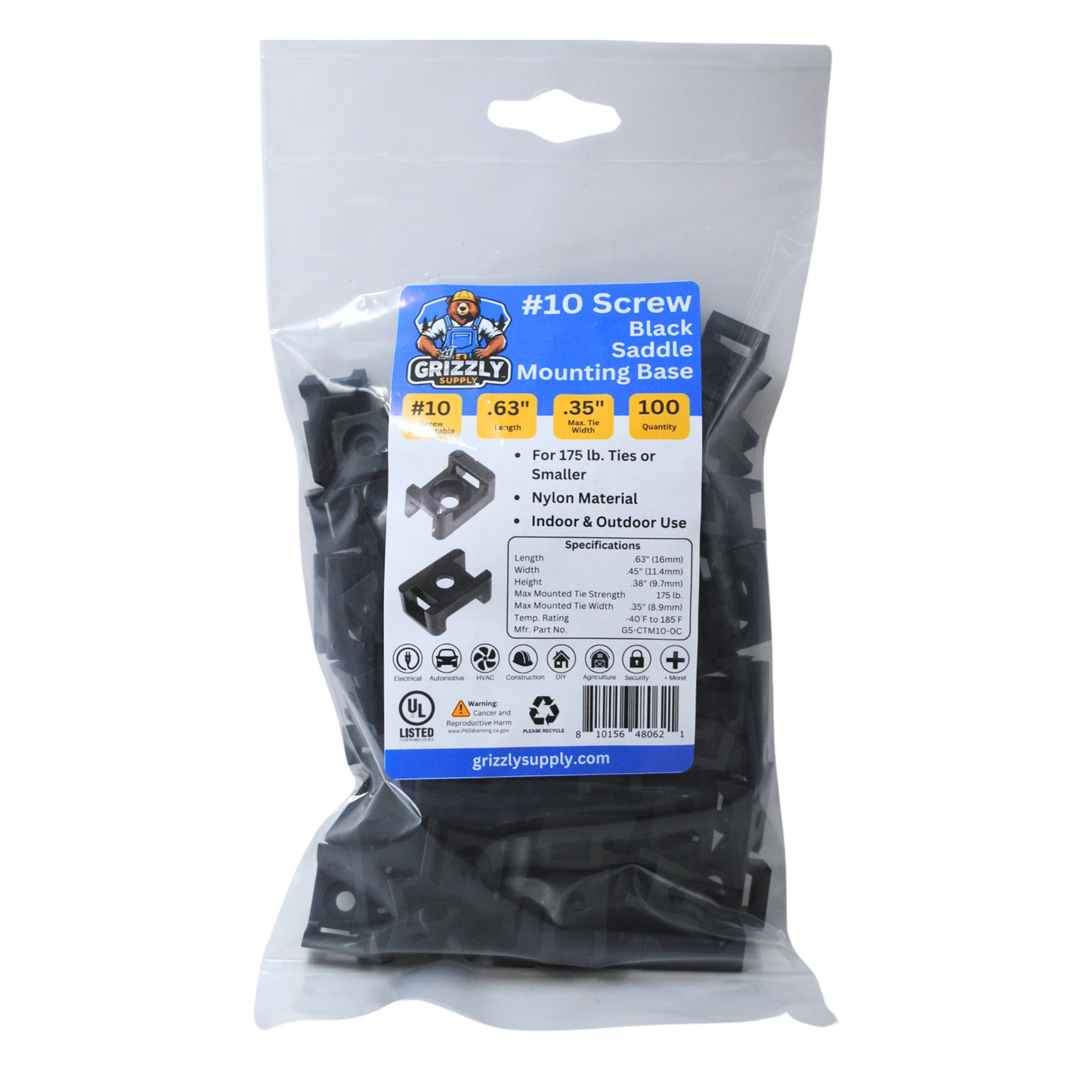 #10 Screw Black Saddle Mount 100/bag