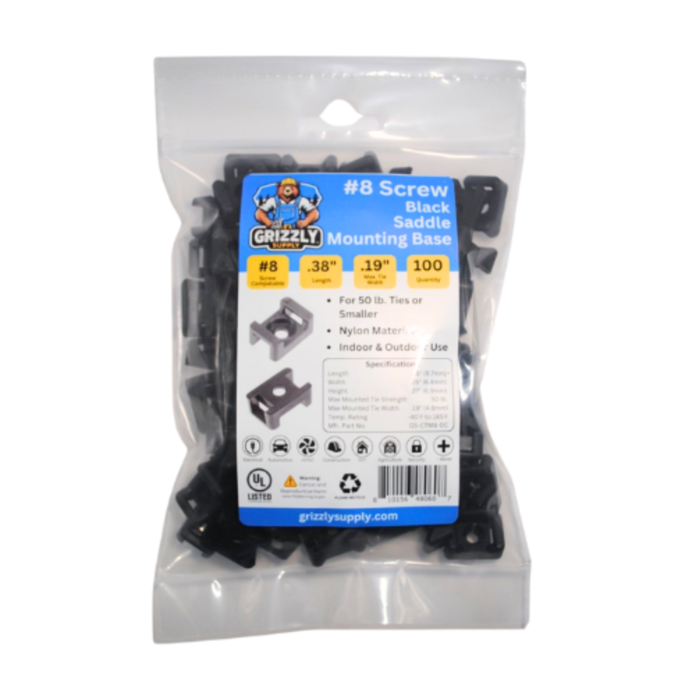 #8 Screw Black Saddle Mount 100/bag