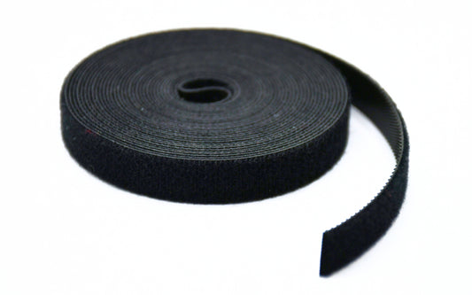 1/2" Black Hook and Loop Continuous Roll 15ft/roll