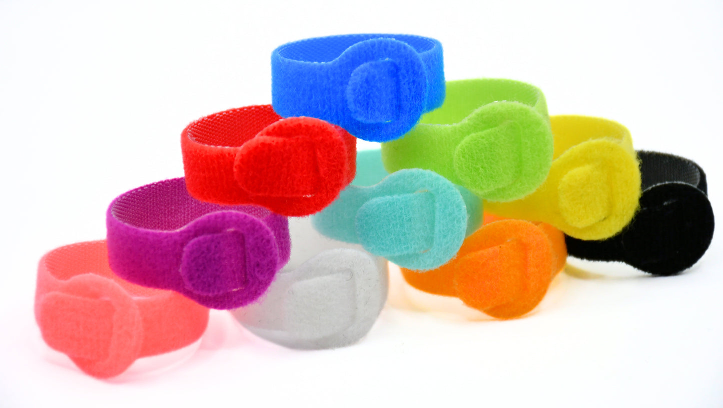 5" Colored Hook and Loop Cable Tie 20/pk