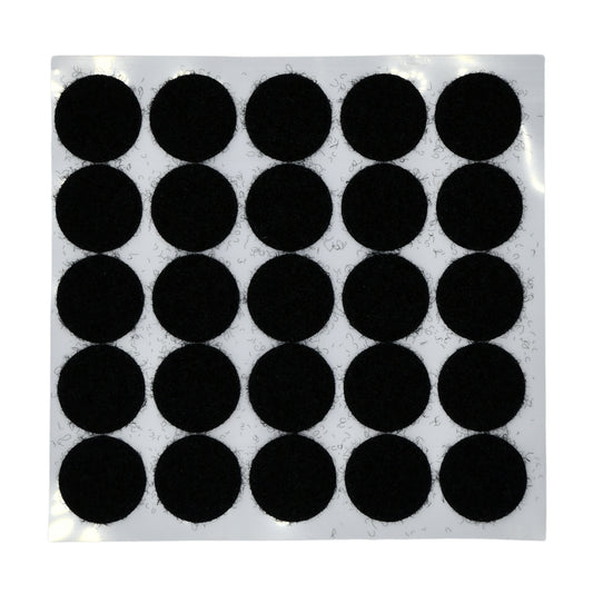 .75" Black Adhesive Hook and Loop Dot 25/pk