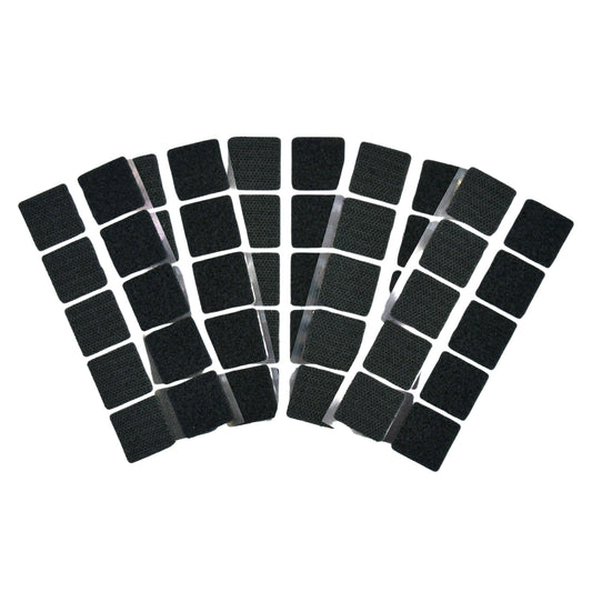 1" Black Adhesive Hook and Loop Square 25/pk