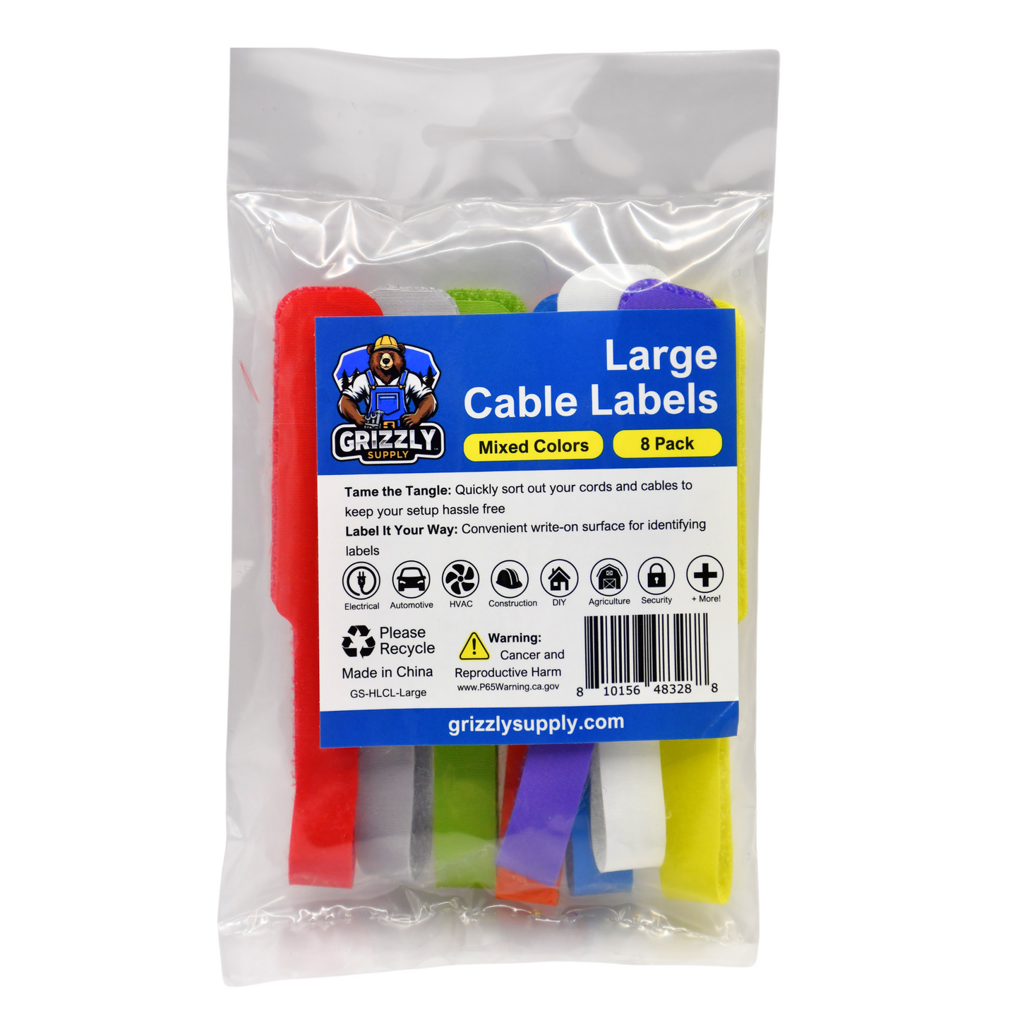 Assorted Color Large Cable Label 8/pk