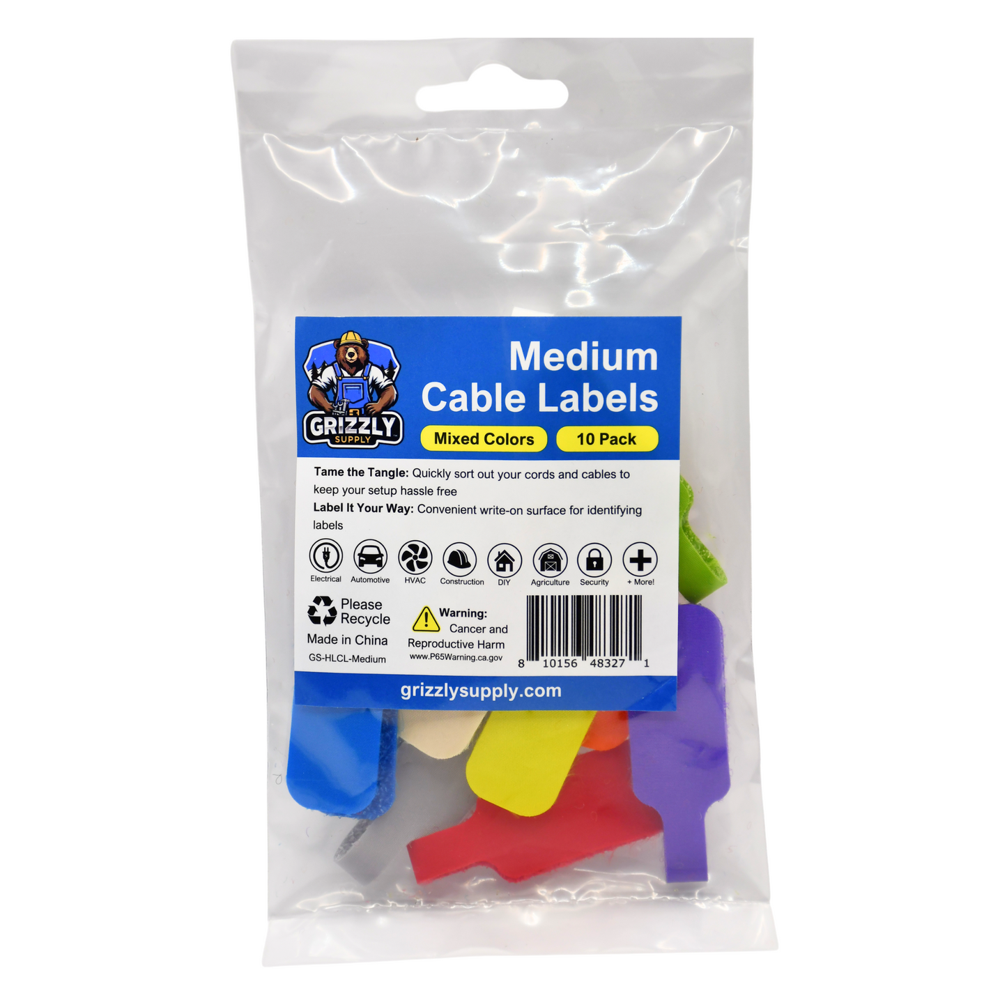 Assorted Color Medium Cable Label 10/pk