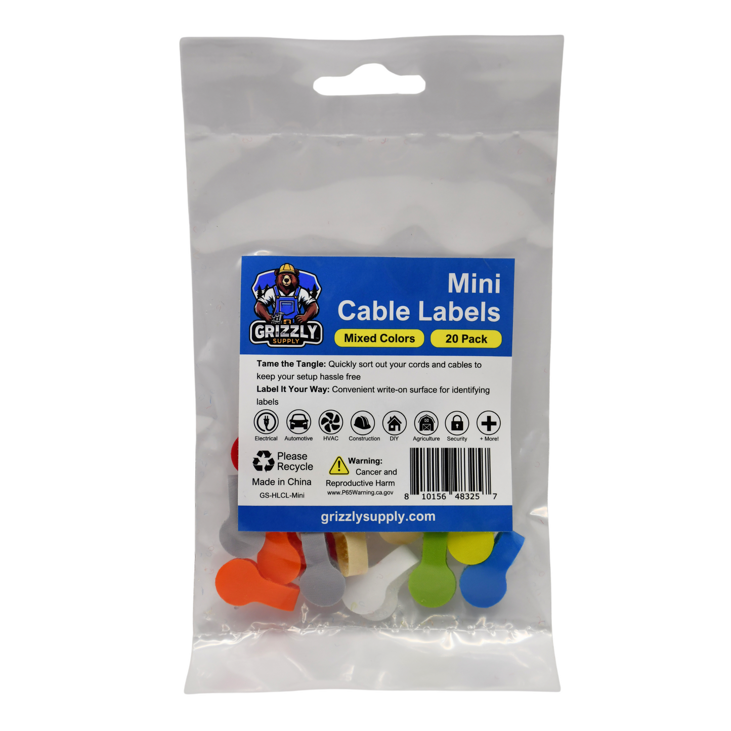 Assorted Color Mini Cable Label 20/pk