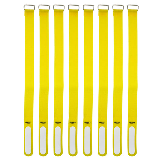 12" Yellow Hook and Loop Cinch Strap 8/pk