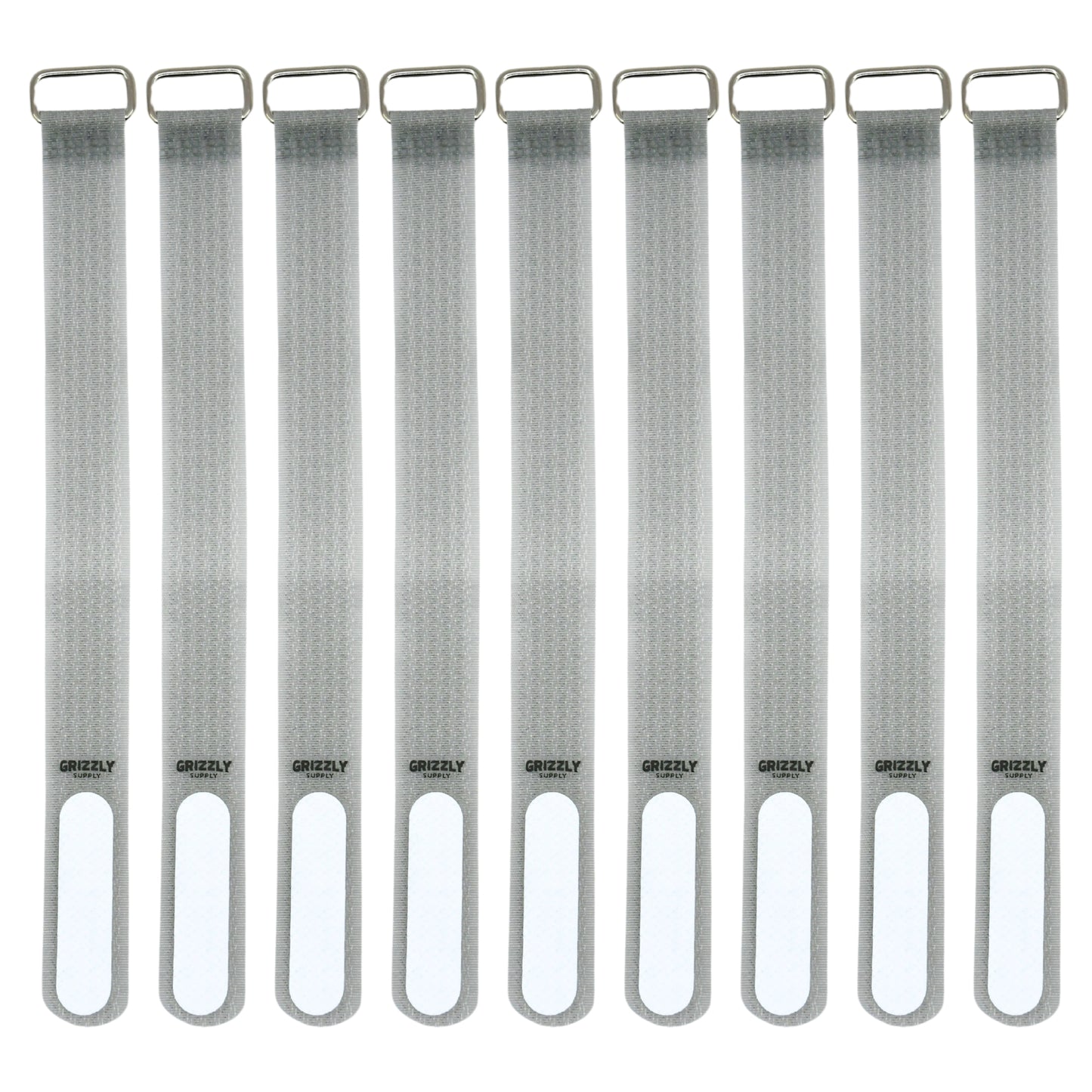 8" Gray Hook and Loop Cinch Strap 9/pk