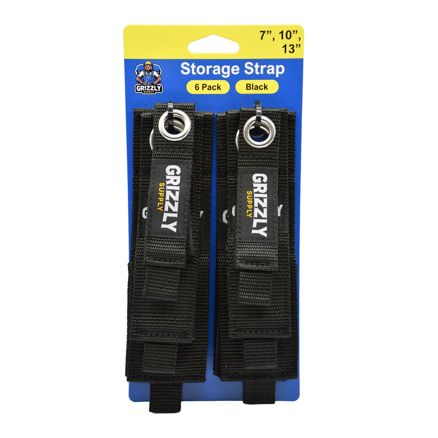 7", 10", 13" Black Hook and Loop Storage Strap 6/pk