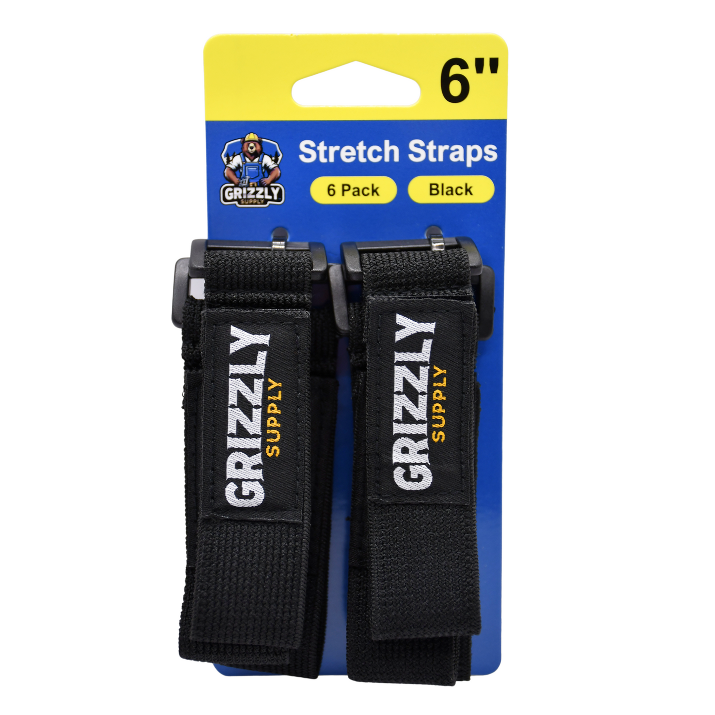 6" Black Stretch Strap 6/pk