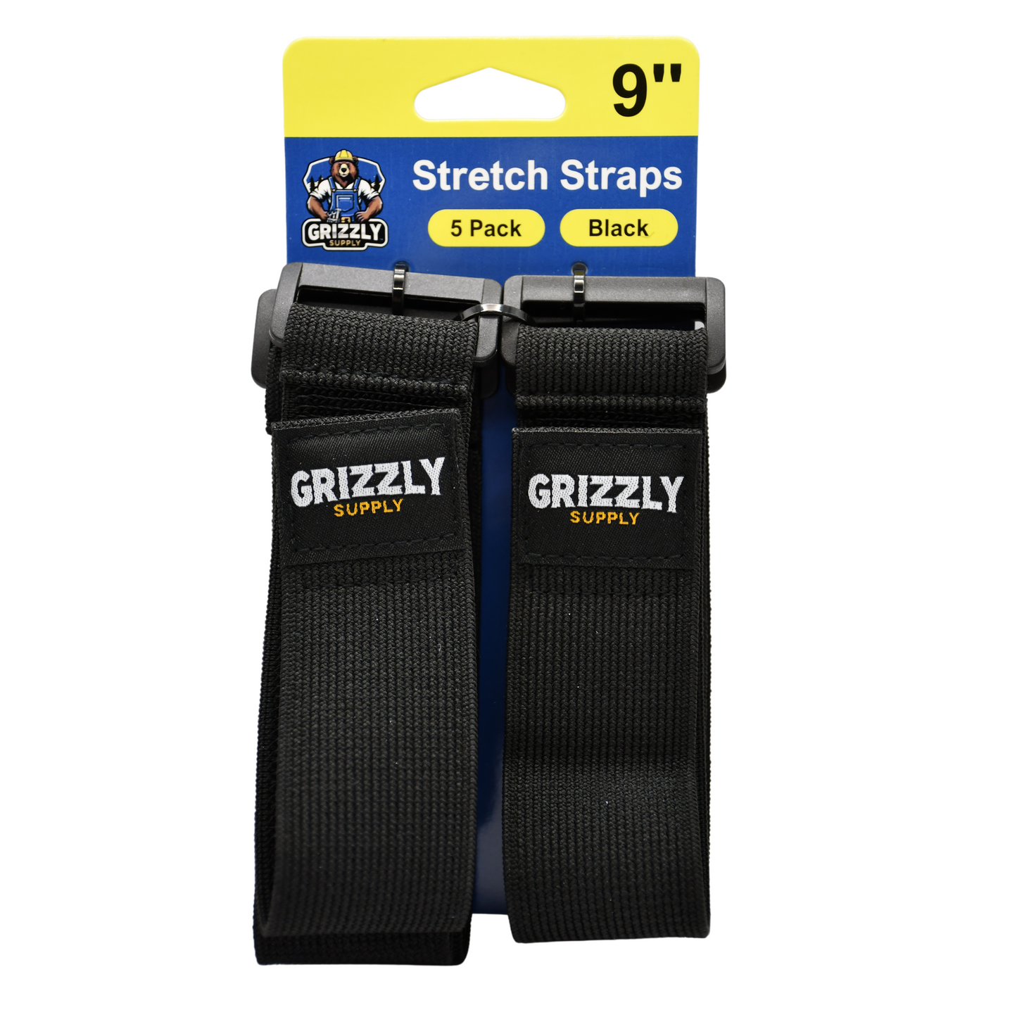 9" Black Stretch Strap 5/pk