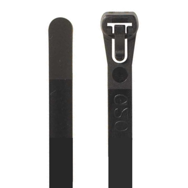 14" 50lb Black Reusable Cable Tie 50/bag