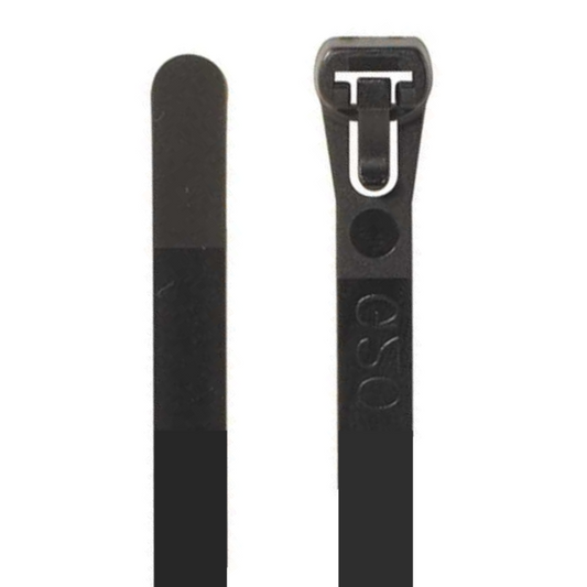 14" 50lb Black Reusable Cable Tie 100/bag