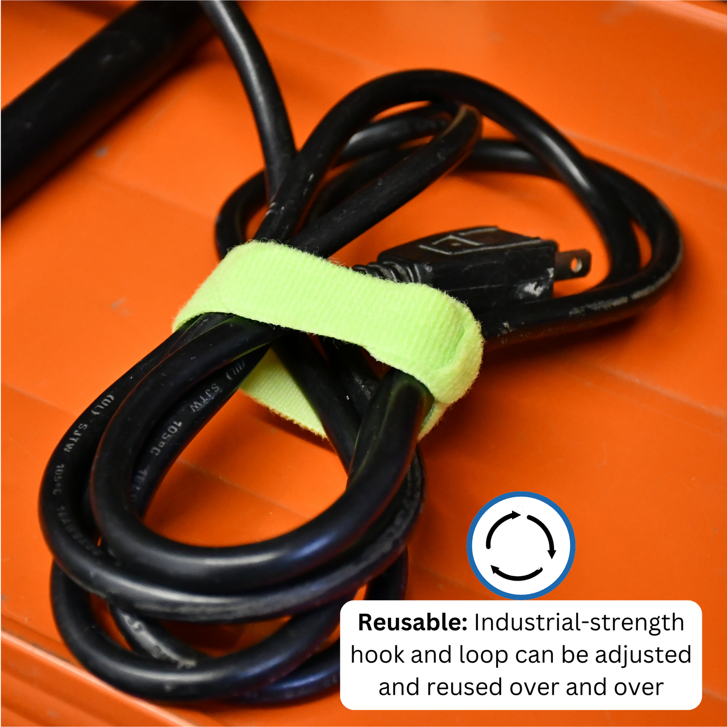 8" Colored Hook and Loop Cable Tie 10/pk