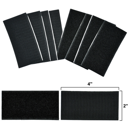 4"x2" Black Adhesive Hook and Loop Strip 4/pk