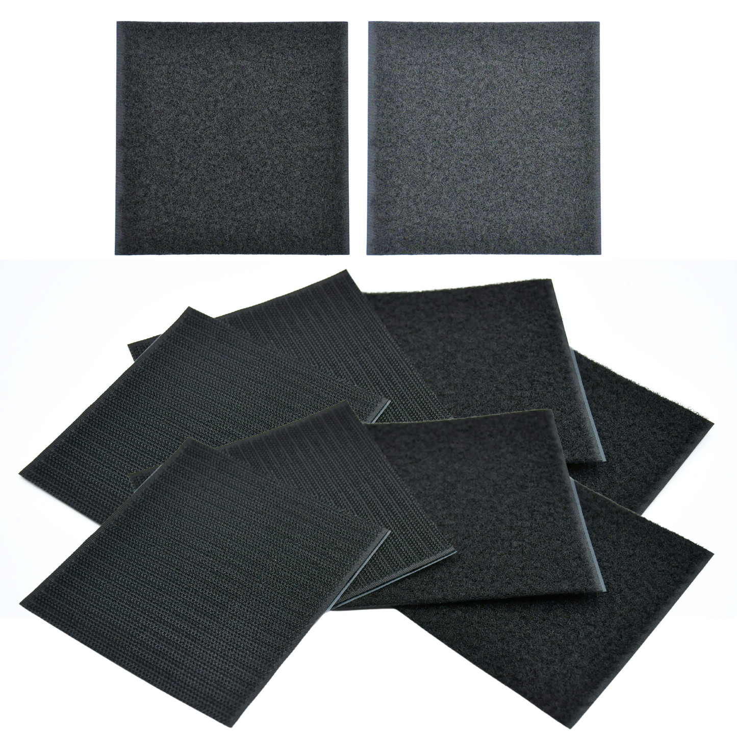 4"x4" Black Adhesive Hook and Loop Square 2/pk